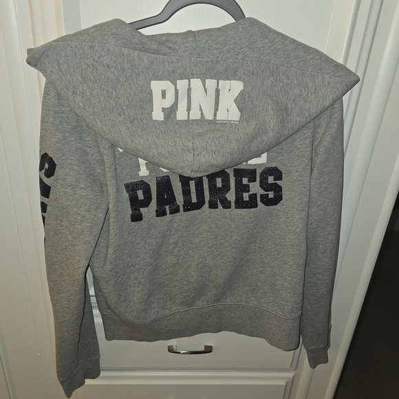 PINK MLB SD Padre Baseball Victoria's Secret Womans Heather Gray Pullover - Picture 5 of 9
